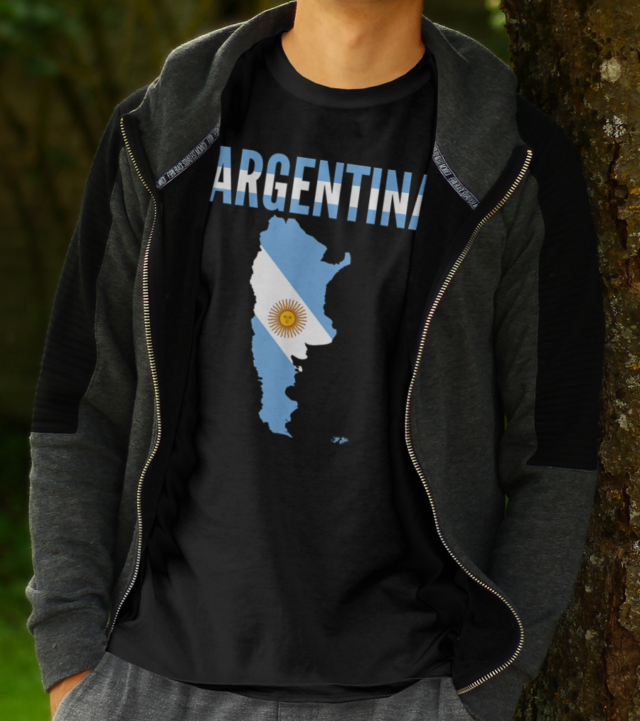 ARGENTINA Map Country Flag Sun Emblem T-Shirt