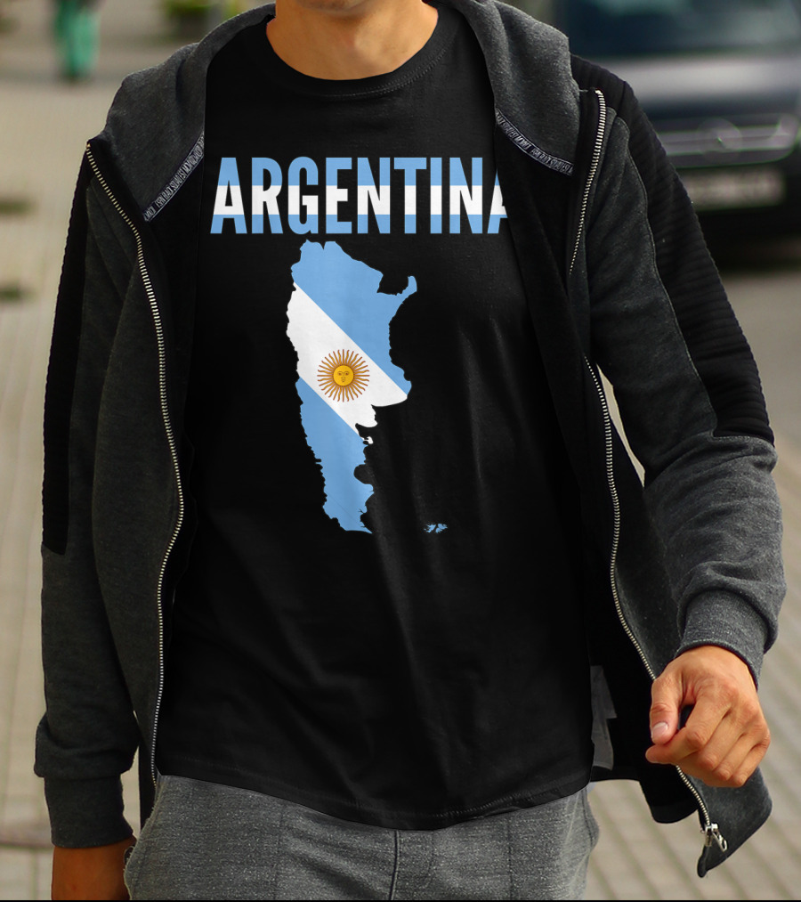 ARGENTINA Map Country Flag Sun Emblem T-Shirt