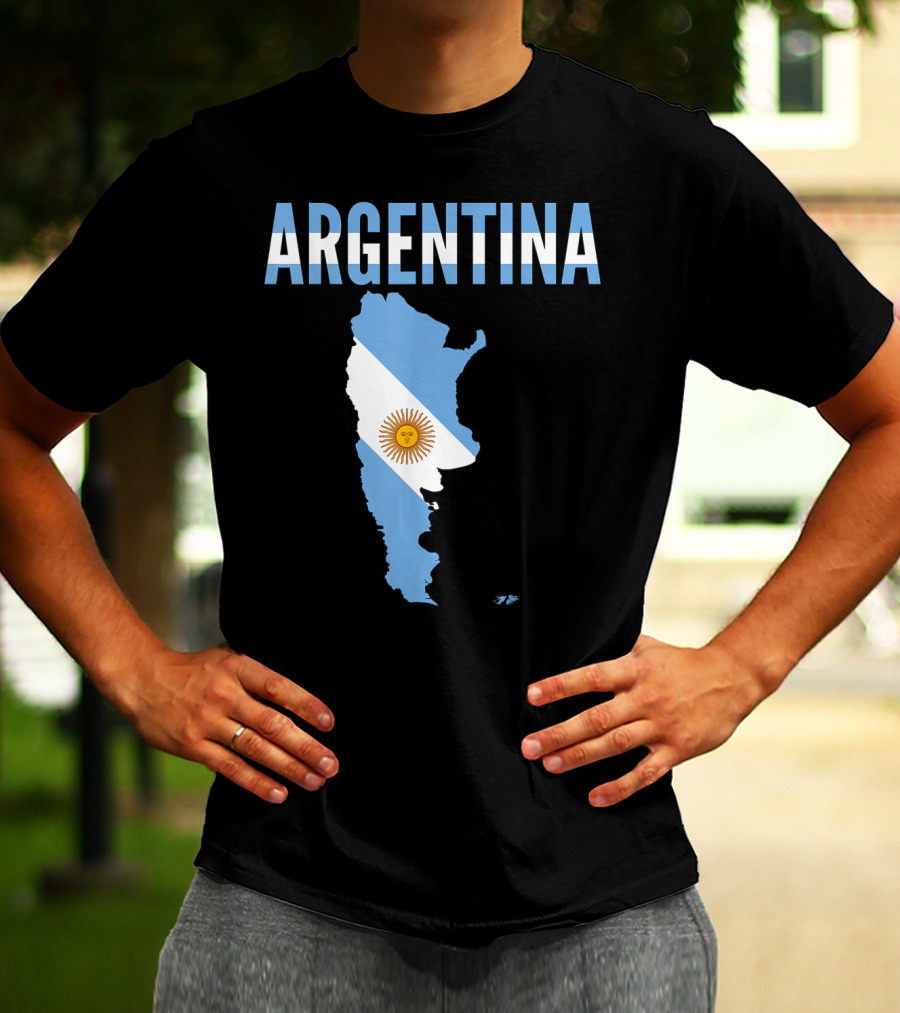 ARGENTINA Map Country Flag Sun Emblem T-Shirt