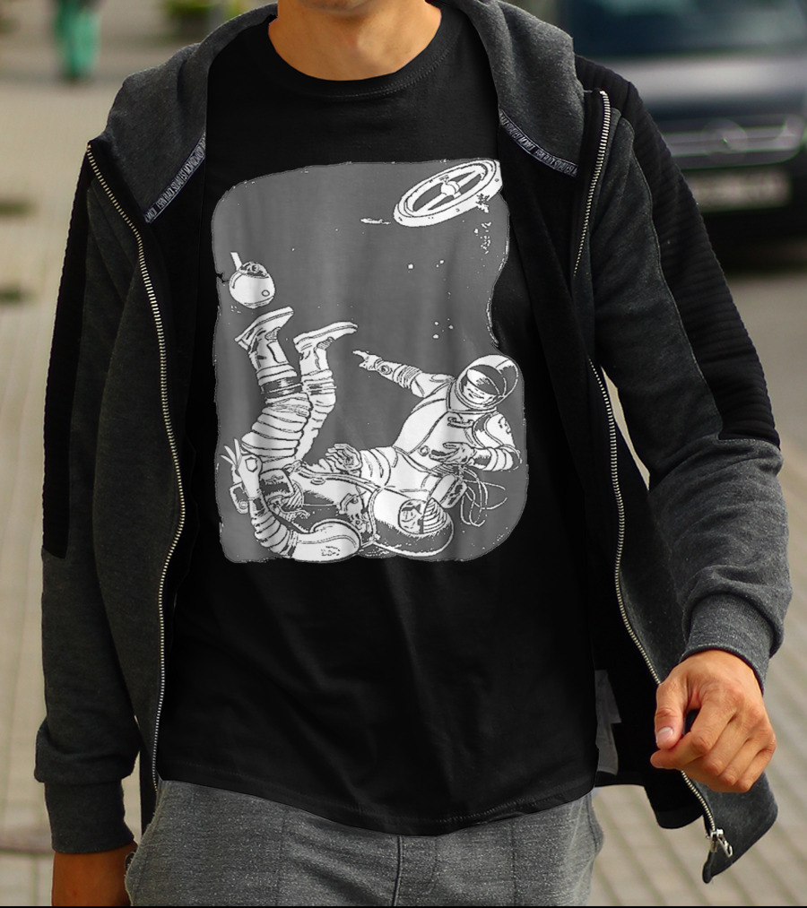 Astronaut Playing Circle Game In Space Prank Meme T-Shirt