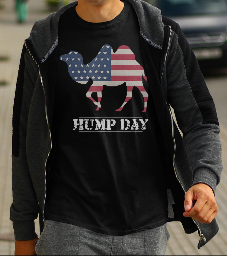Hump Day American Flag Camel Funny T-Shirt