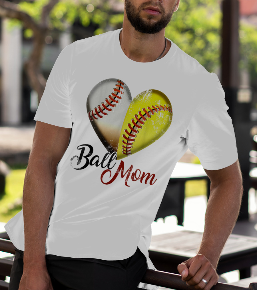 Ball Mom Heart Baseball Players Funny T-Shirt