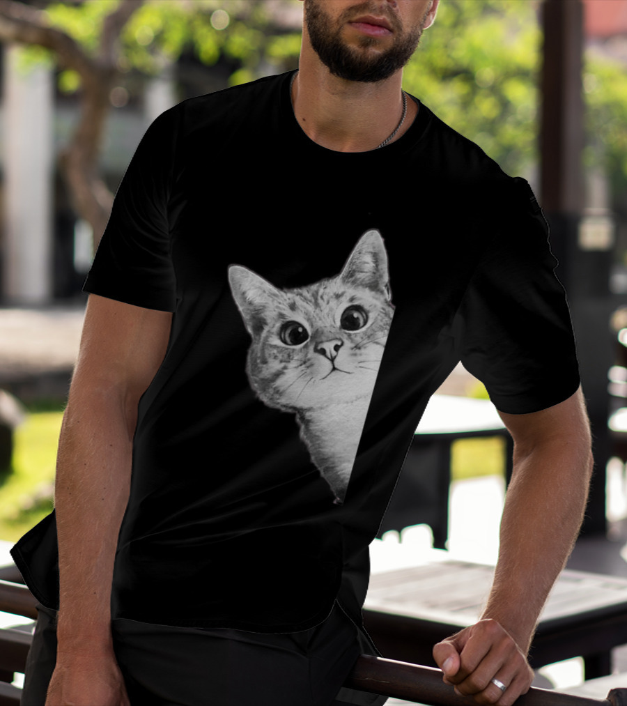 Funny Ninja Cat Meme Peekaboo T-Shirt
