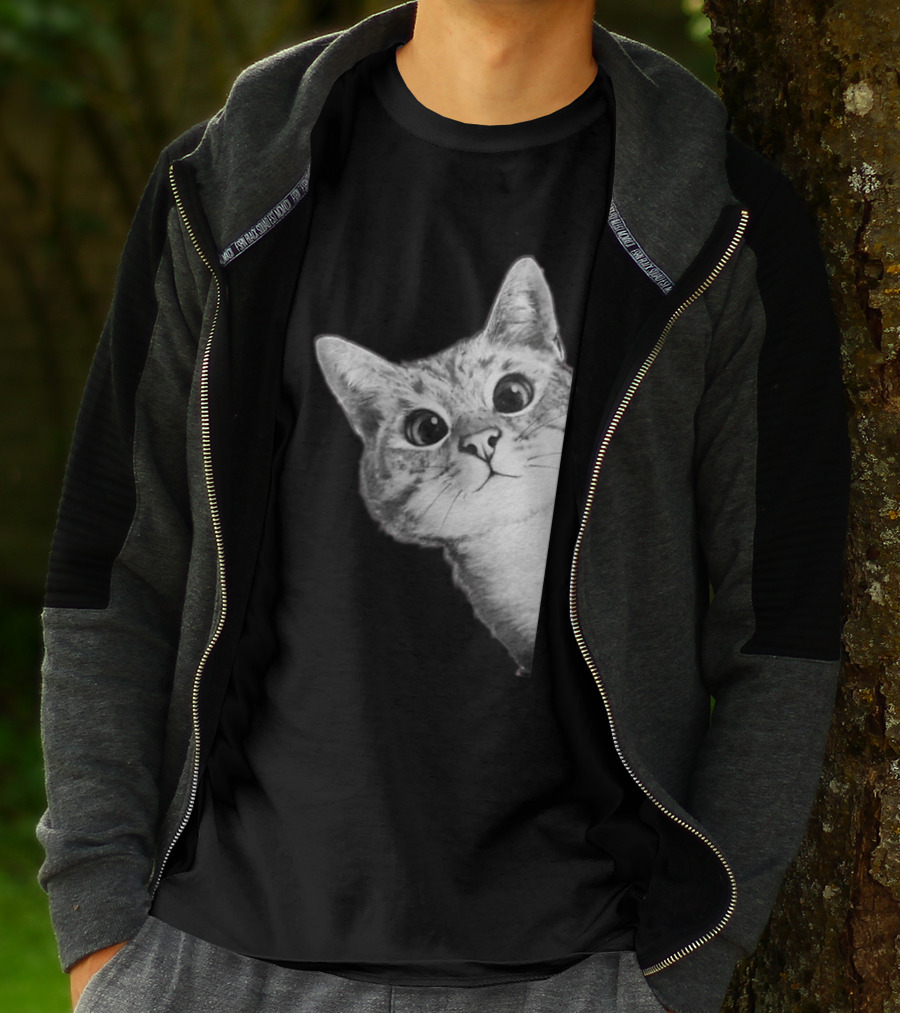 Funny Ninja Cat Meme Peekaboo T-Shirt