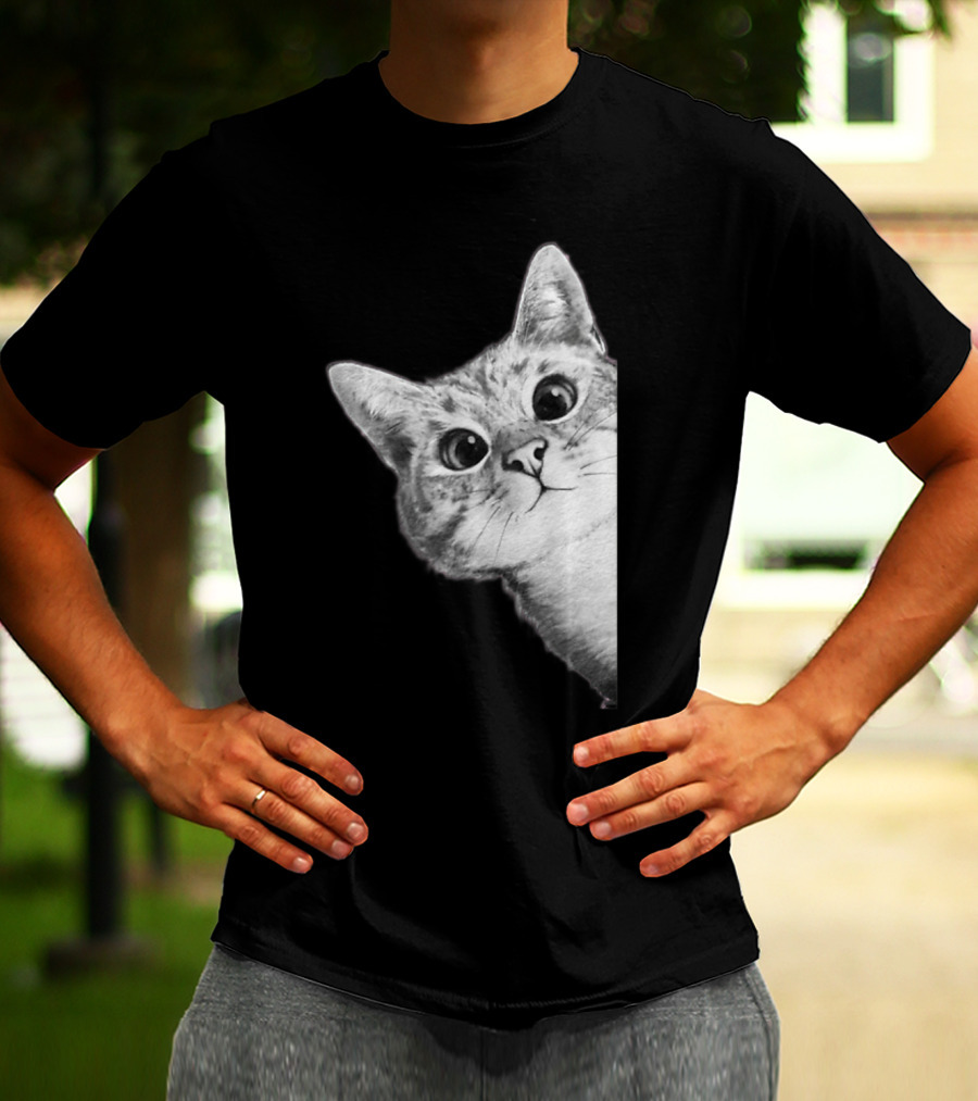Funny Ninja Cat Meme Peekaboo T-Shirt