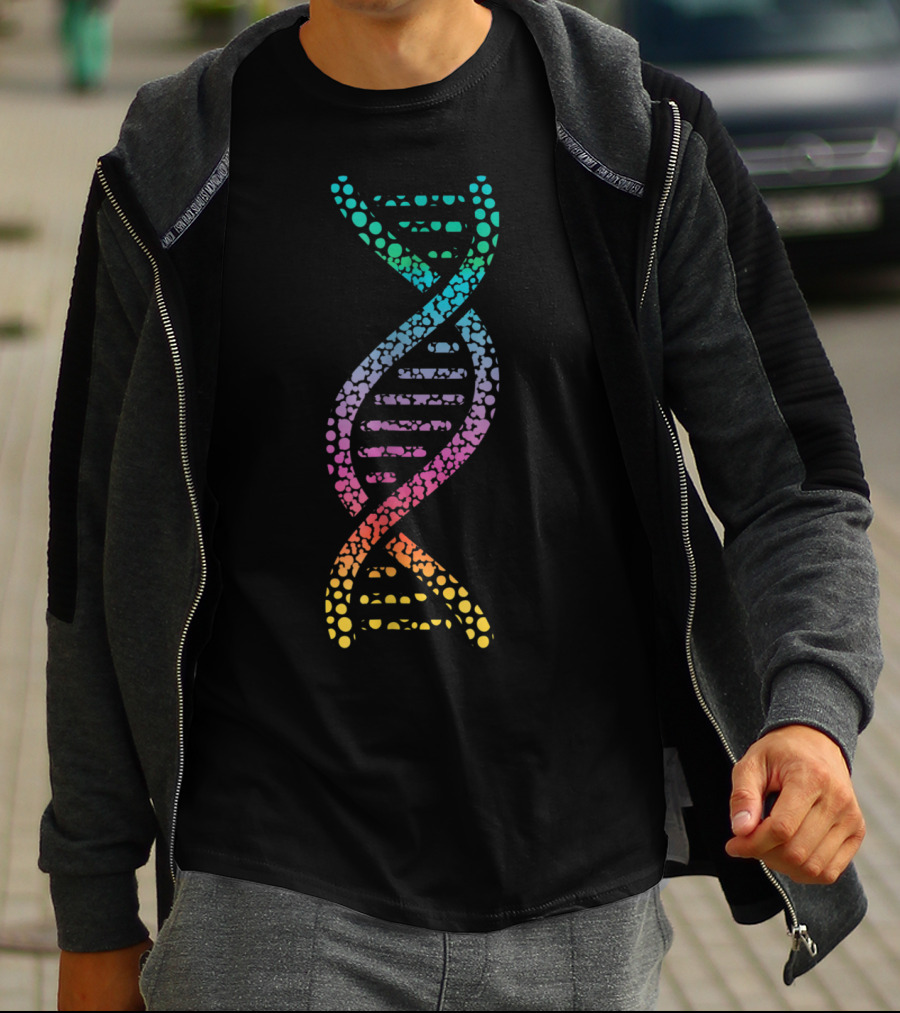 DNA Molecular World Genes Biology Lover Geek Rainbow Spiral T-Shirt