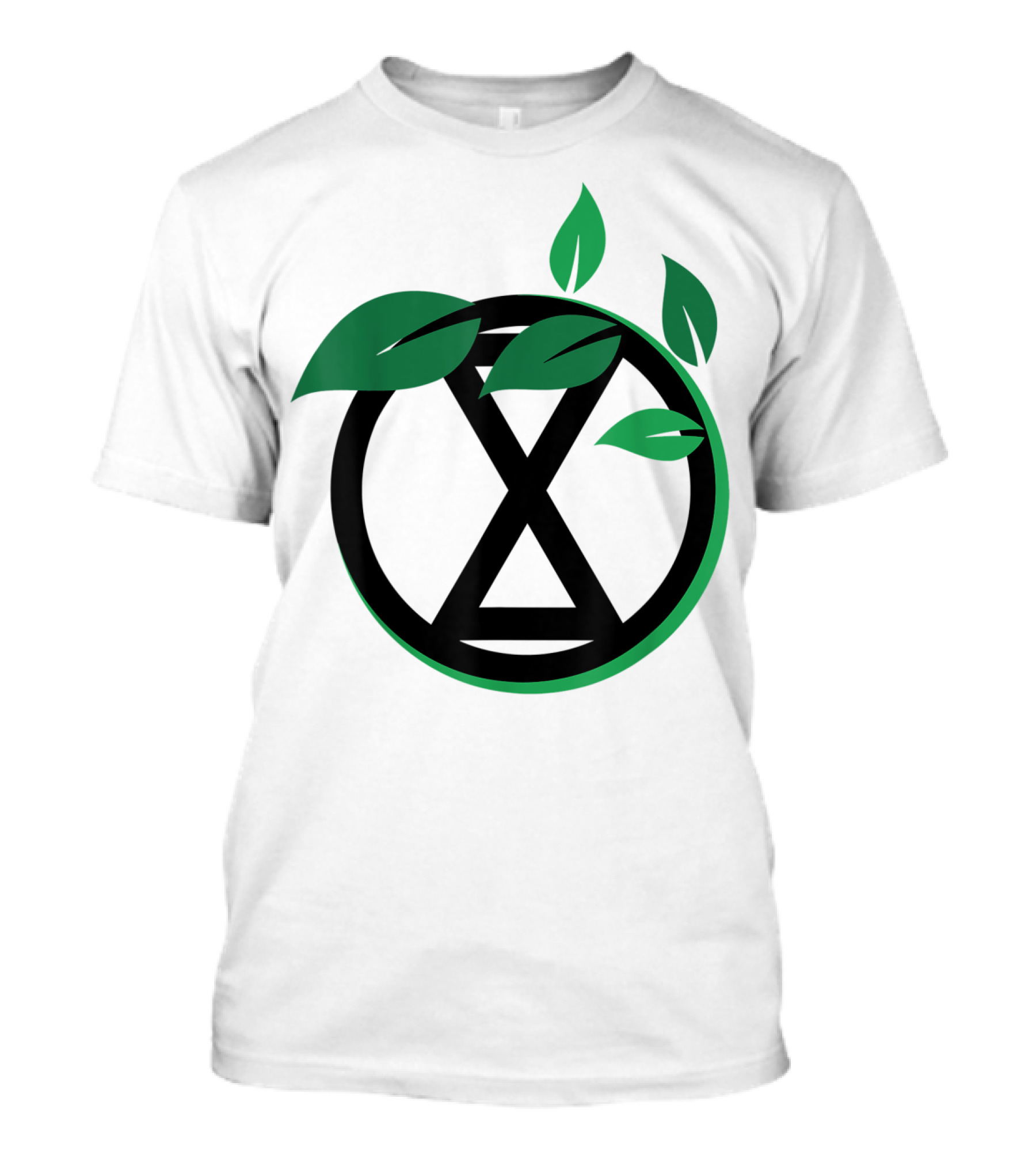 Extinction Rebellion Revolution Symbol With Green Leaves T-Shirt