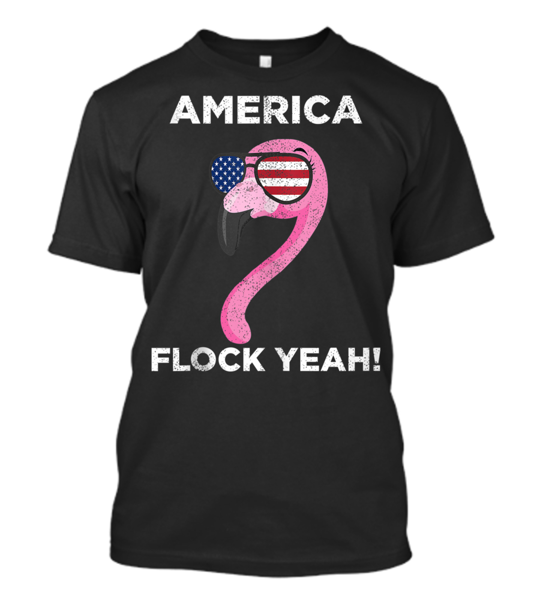 America Flock Yeah Flamingo With American Flag Glasses T-Shirt