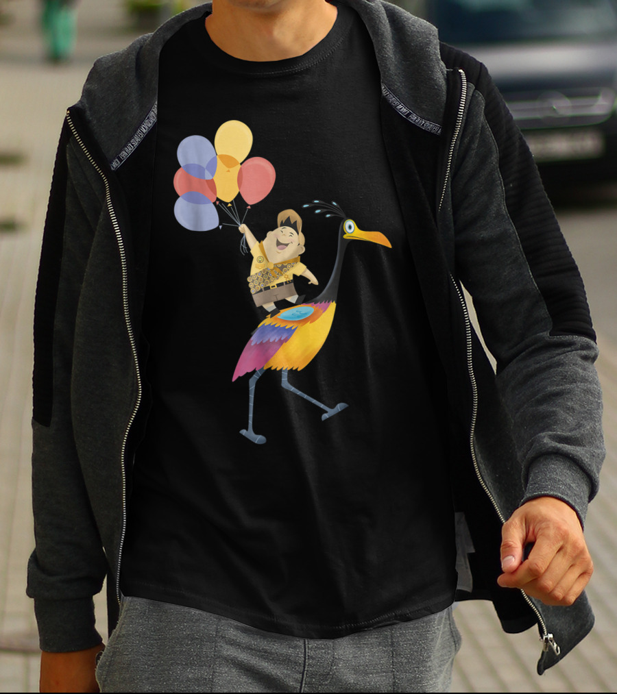 Russell Riding Kevin With Balloons Disney Pixar Up T-Shirt