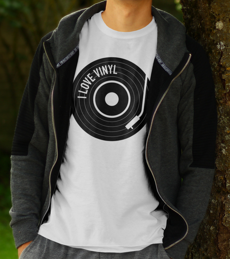 I Love Vinyl Record Player Vintage Music Enthusiast T-Shirt