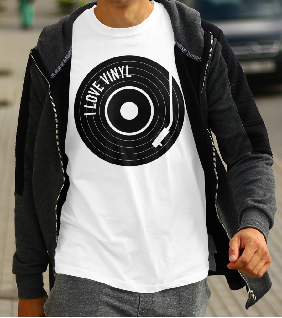 I Love Vinyl Record Player Vintage Music Enthusiast T-Shirt