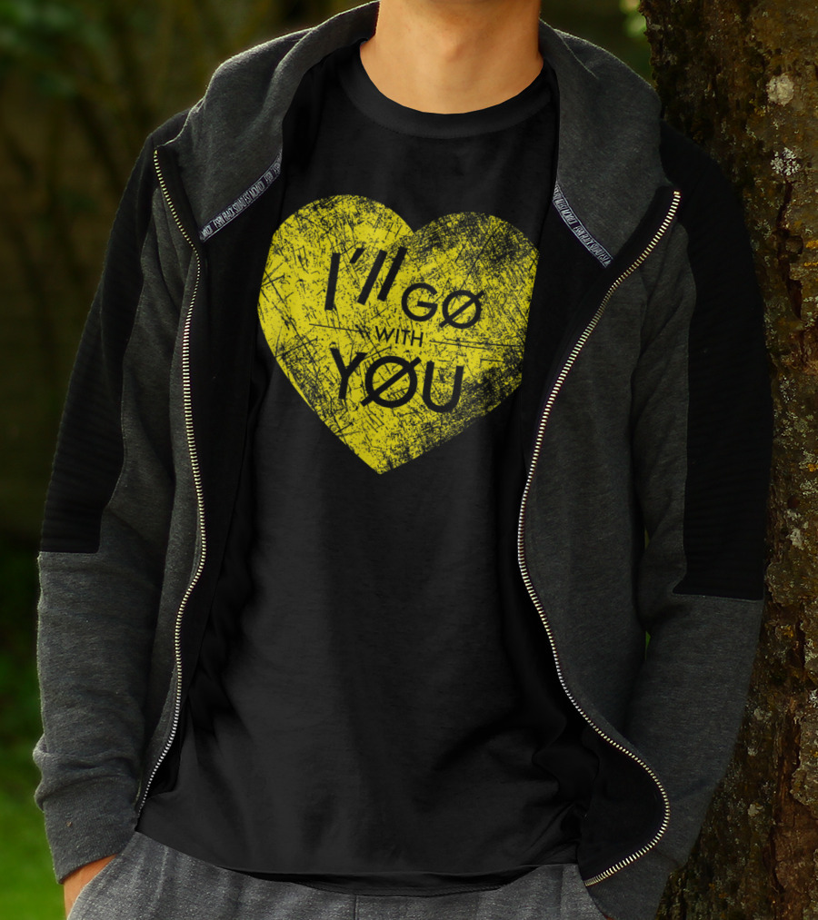 I'll Go With You Yellow Vintage Grunge Heart TOP T-Shirt