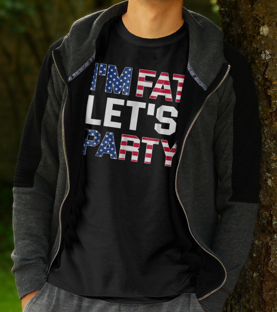 I'm Fat Let's Party Funny American USA Flag Drinking T-Shirt