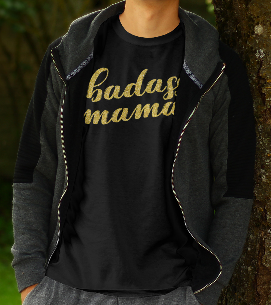 Badass Mama Mama Gold Script T-Shirt