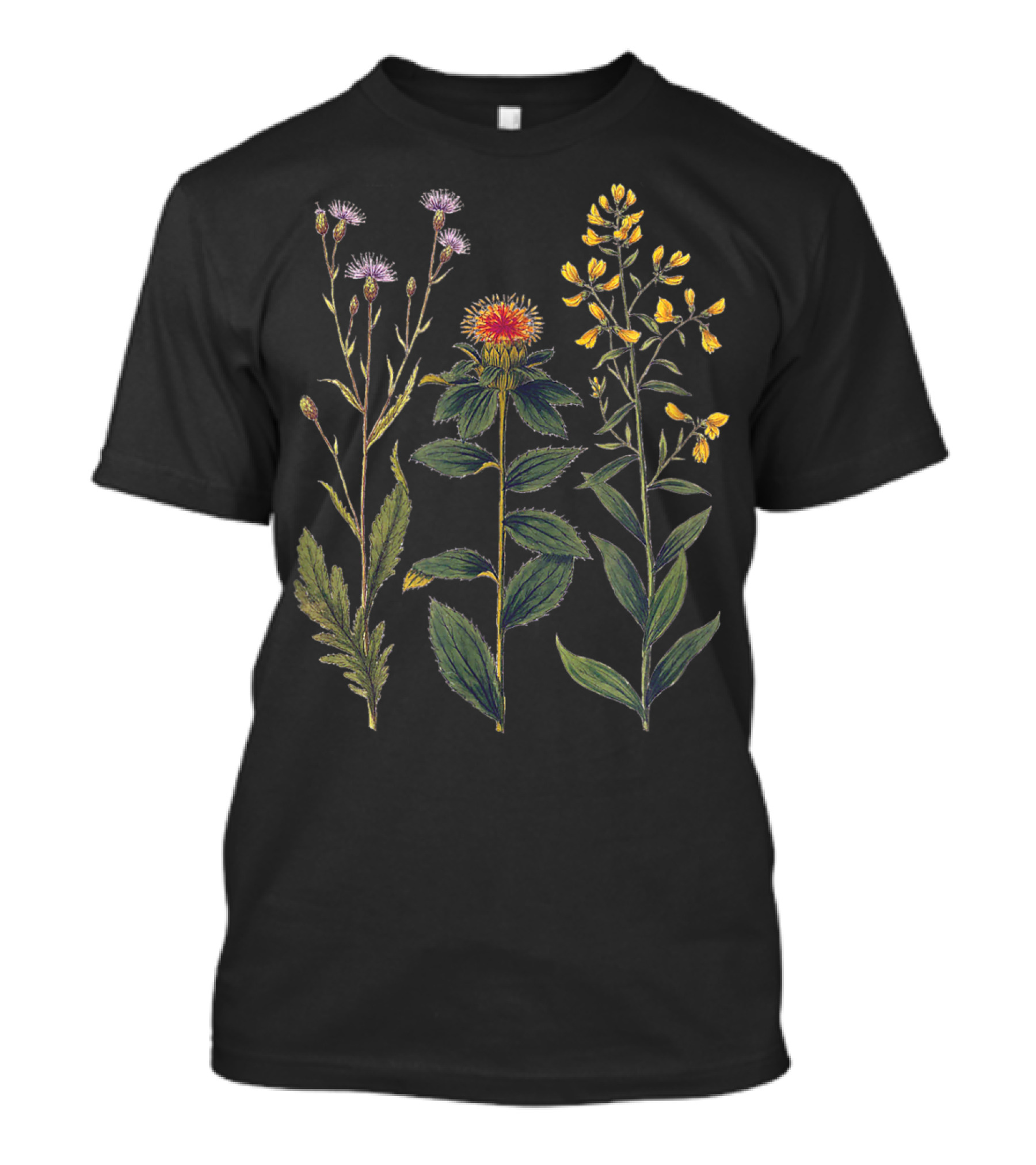 Elegant Botanical Antique Wildflowers Naturalistic T-Shirt