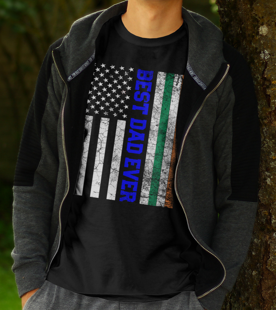 Best Dad Ever Irish American Flag Father's Day T-Shirt