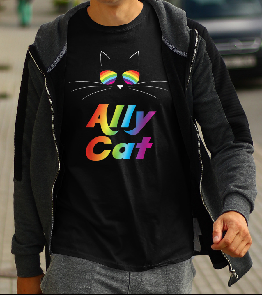 Ally Cat Rainbow Sunglasses Kitty T-Shirt