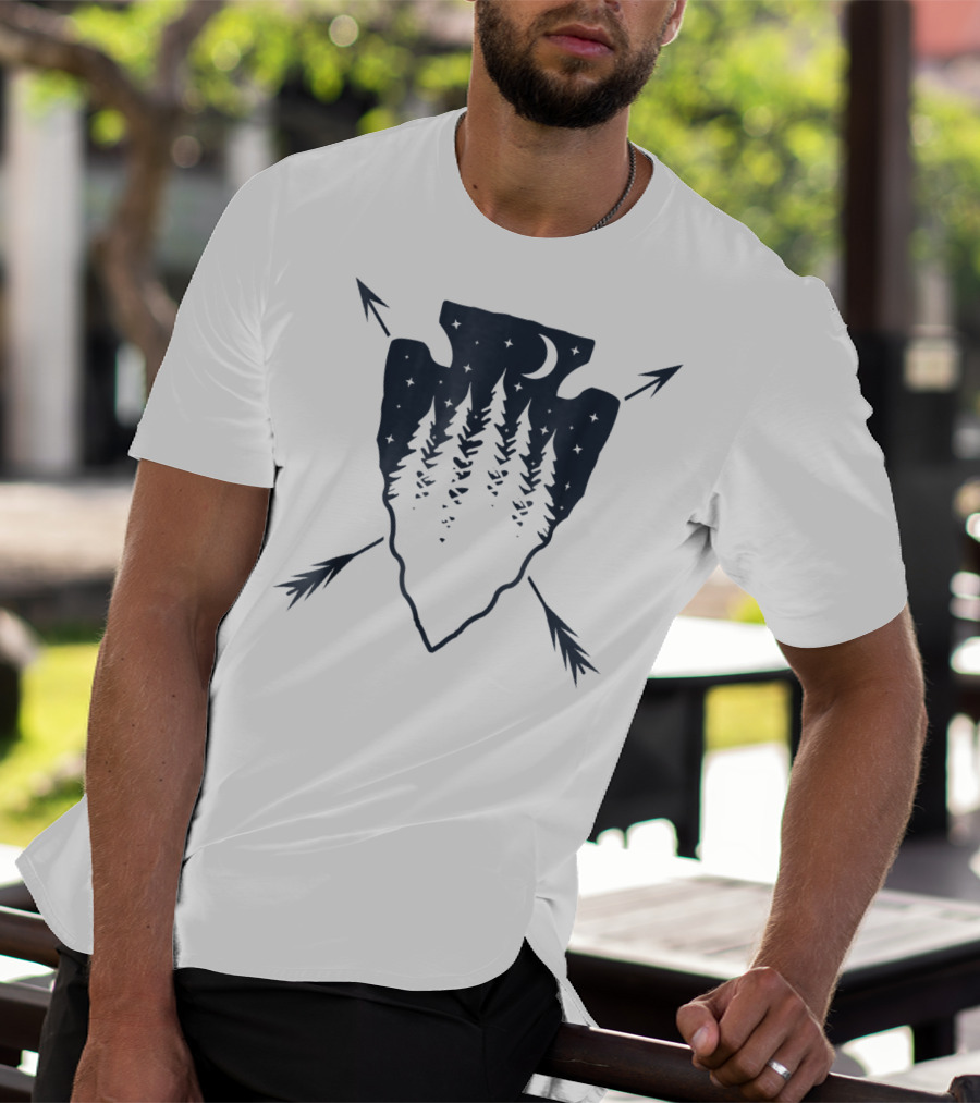 Arrowhead Pine Tree Moon With Crossed Arrows T-Shirt