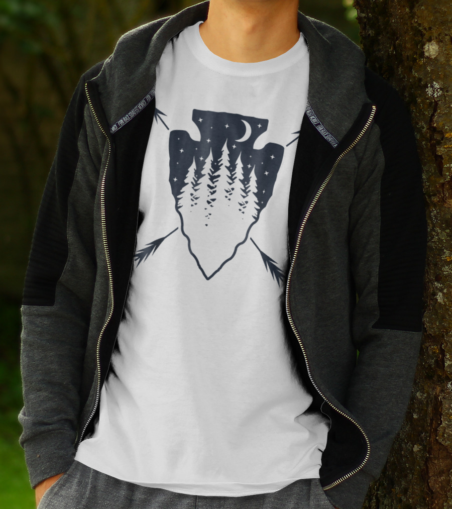 Arrowhead Pine Tree Moon With Crossed Arrows T-Shirt