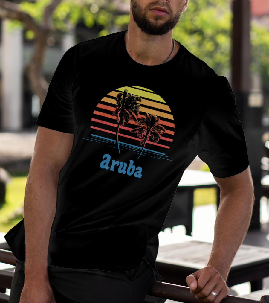 Aruba Palm Trees Sunset Beach Vacation Vibes T-Shirt