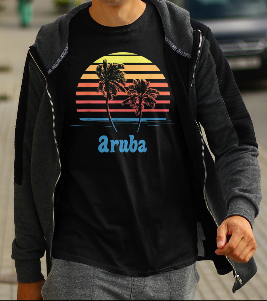 Aruba Palm Trees Sunset Beach Vacation Vibes T-Shirt