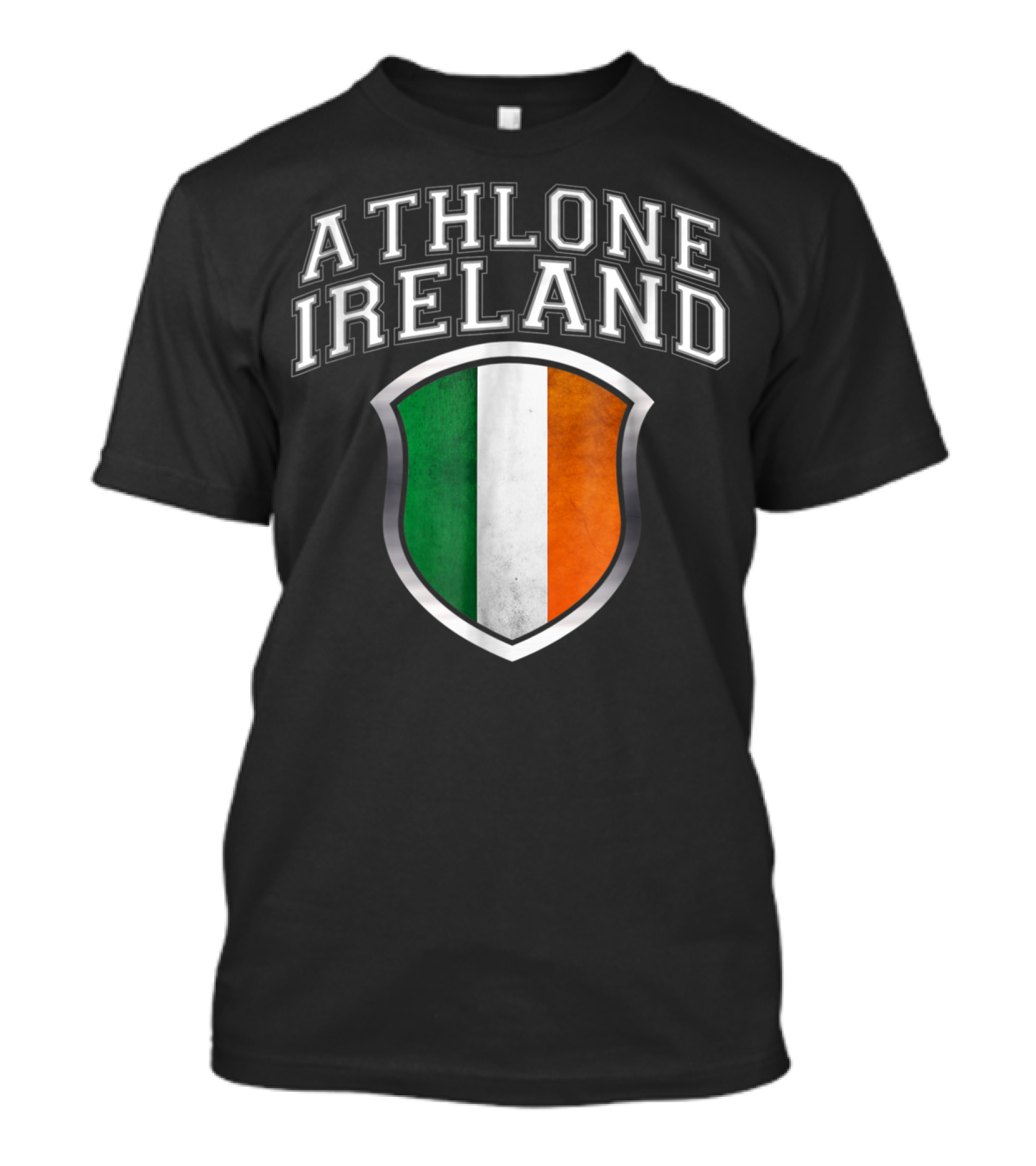 Athlone Ireland With Irish Flag Shield Crest T-Shirt