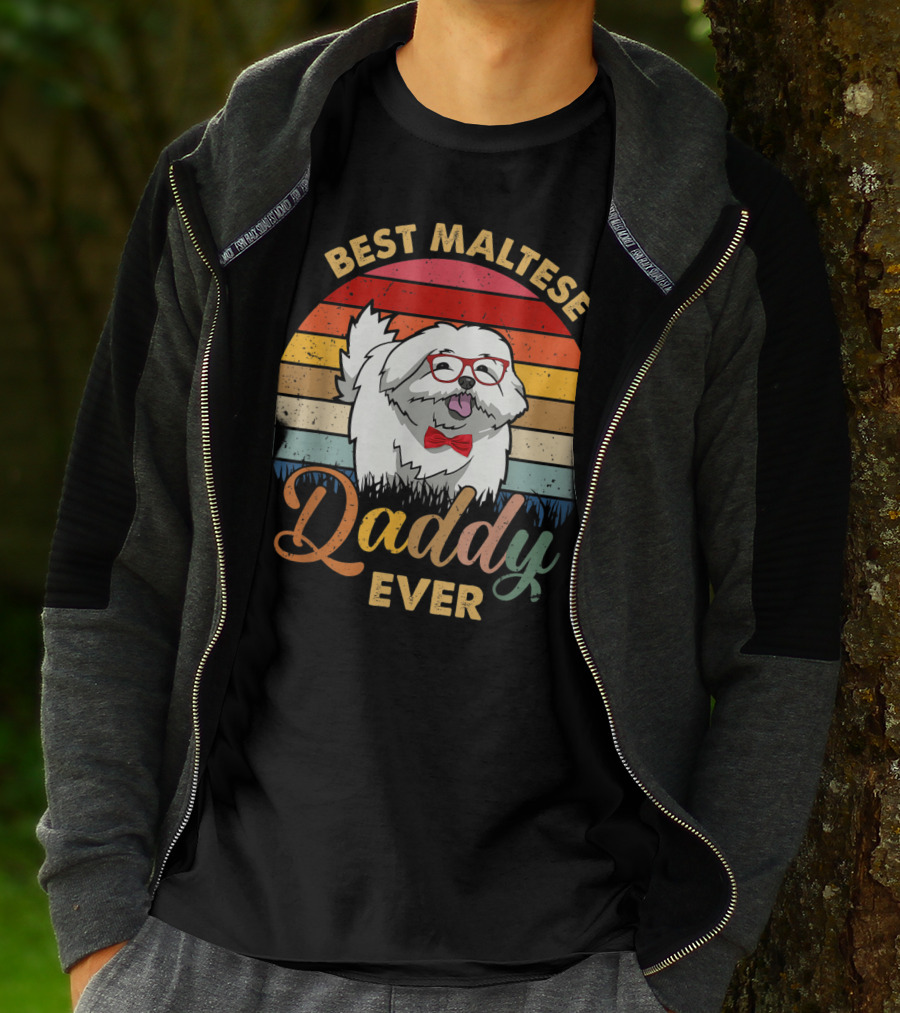 Best Maltese Daddy Ever Retro Style Dog T-Shirt