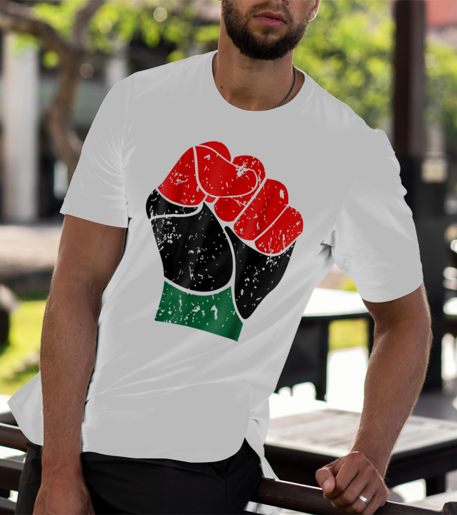 Black History Red Black And Green Pride Fist Symbol Of Empowerment T-Shirt