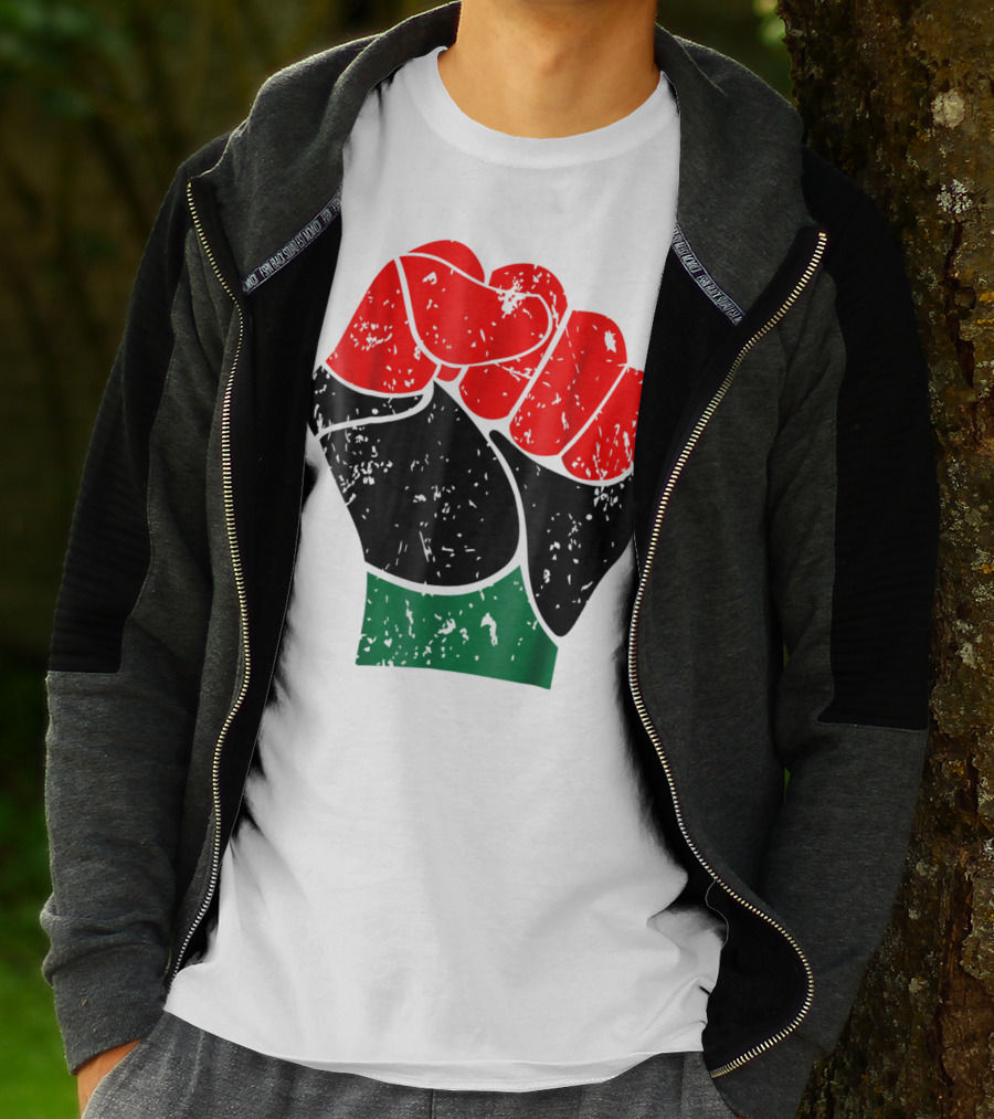 Black History Red Black And Green Pride Fist Symbol Of Empowerment T-Shirt