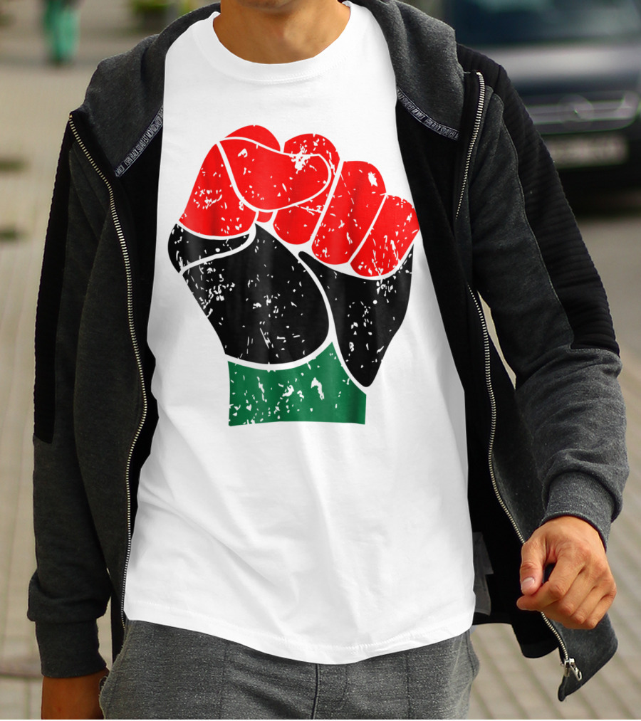Black History Red Black And Green Pride Fist Symbol Of Empowerment T-Shirt