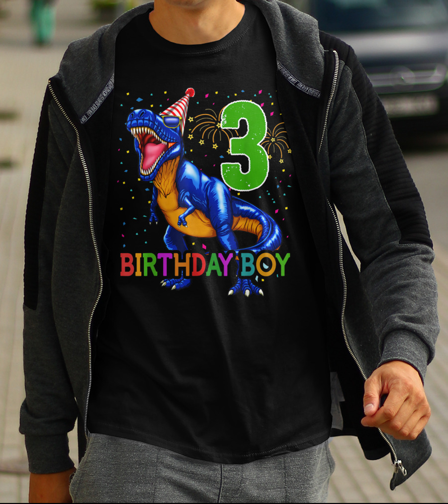 Birthday Boy Rawr I'm 3 Dinosaur Party T-Shirt