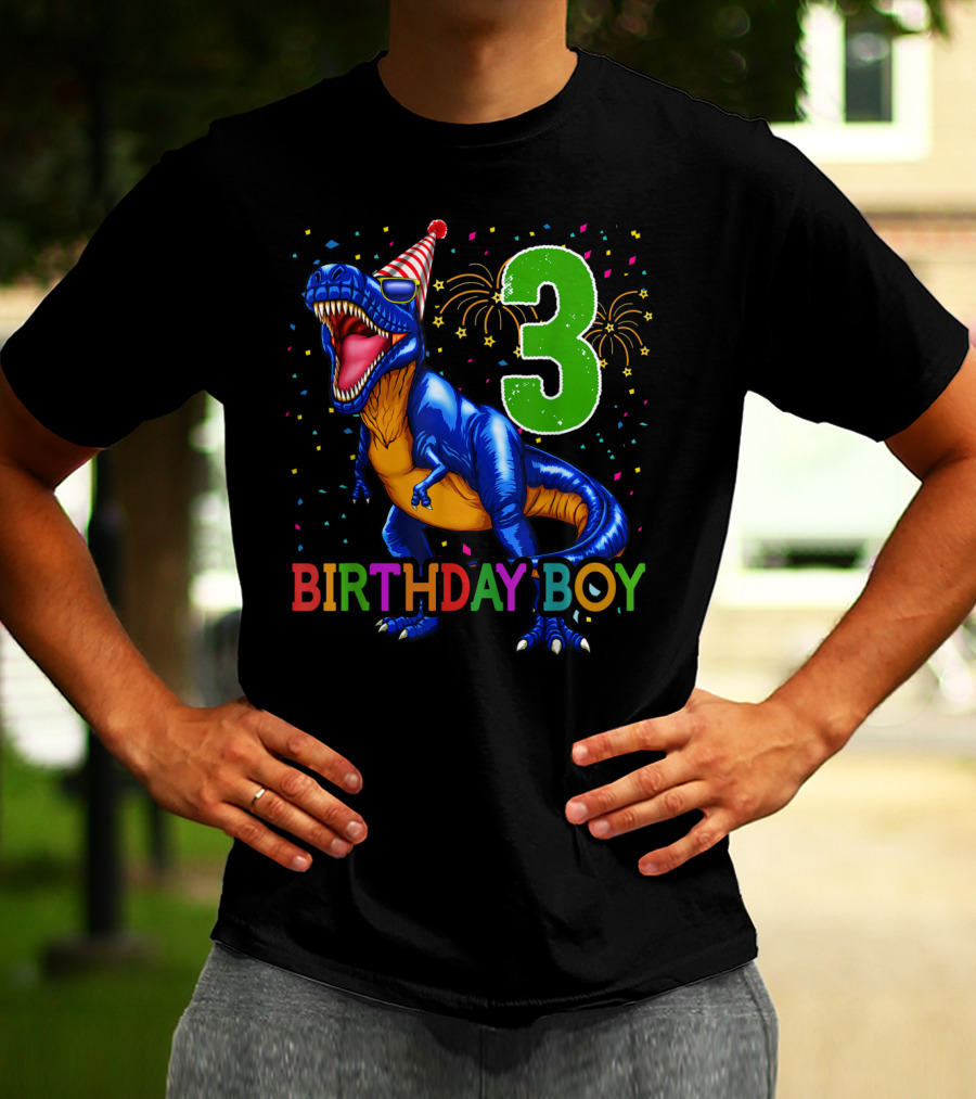 Birthday Boy Rawr I'm 3 Dinosaur Party T-Shirt