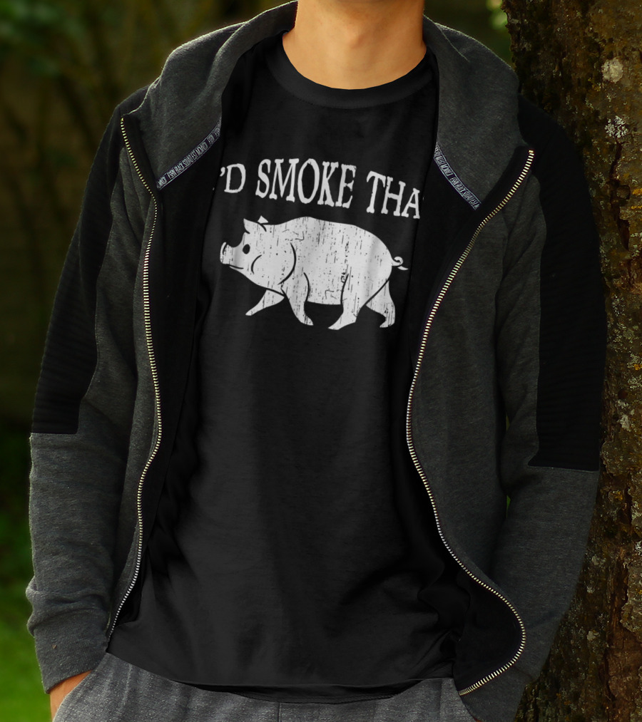 I'd Smoke That Funny Dad BBQ Vintage Pig Smoker T-Shirt