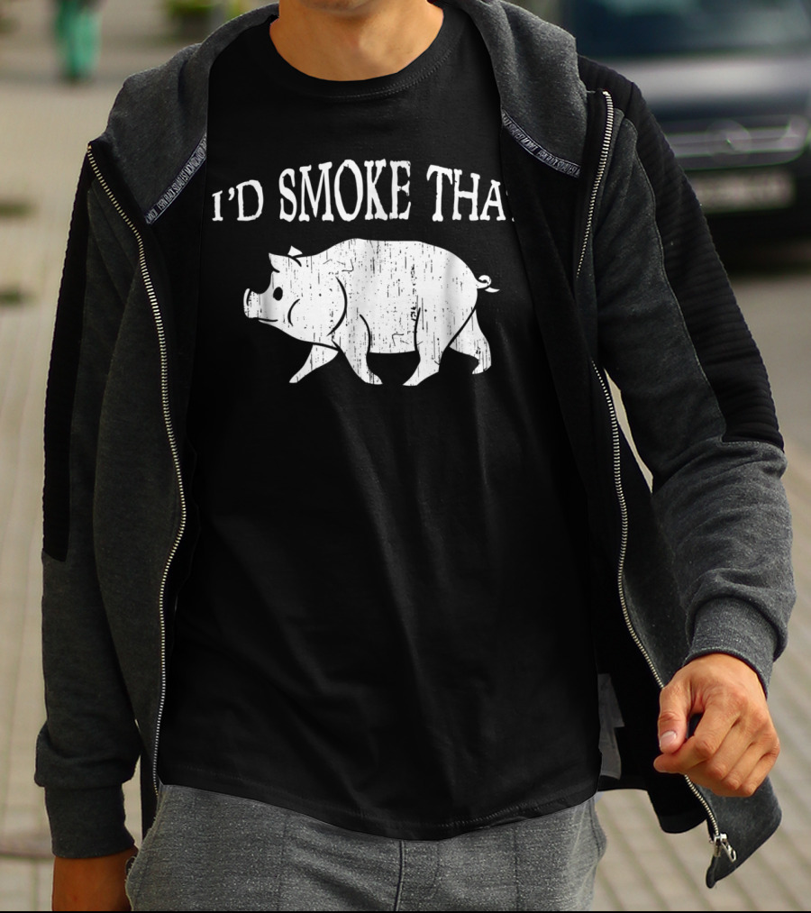 I'd Smoke That Funny Dad BBQ Vintage Pig Smoker T-Shirt