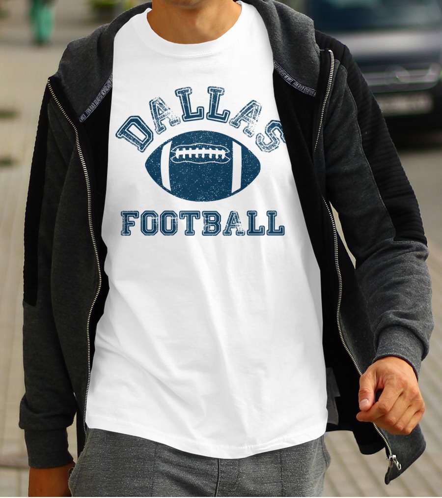 Dallas Distressed Football Blue Vintage T-Shirt