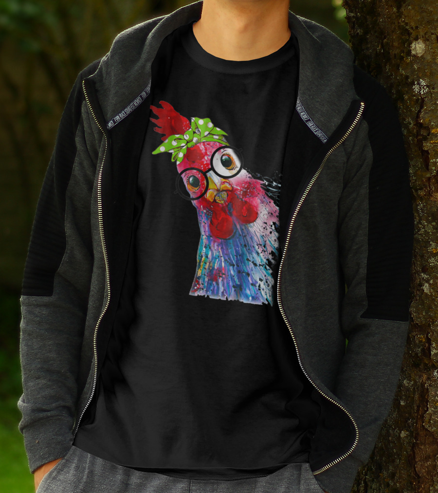 Funny Chicken Lover Hen Farmer Glasses Bandana T-Shirt