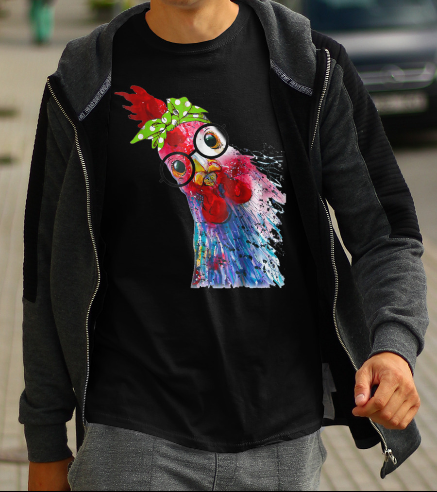 Funny Chicken Lover Hen Farmer Glasses Bandana T-Shirt