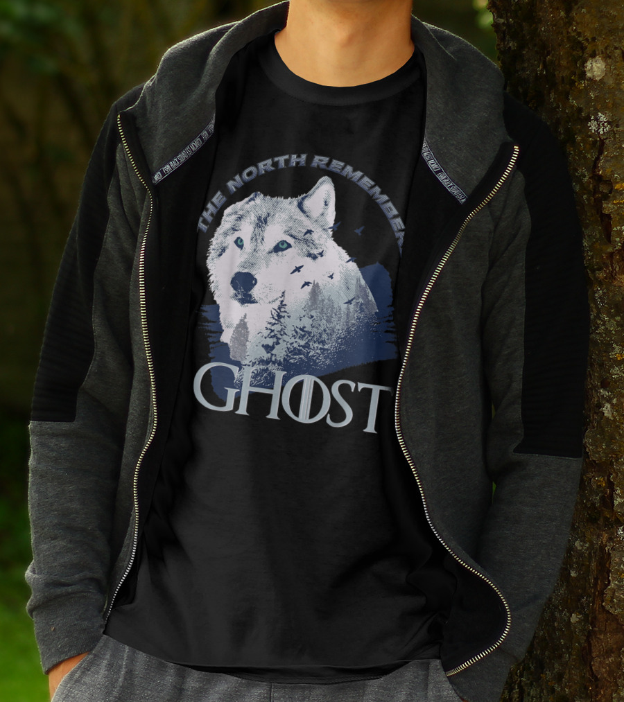 The North Remembers Ghost Lone Wolf In Forest Game Day Winning The Throne T-Shirt