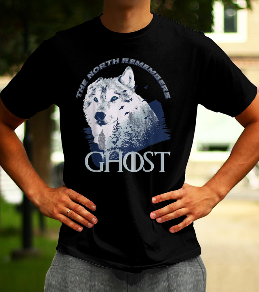 The North Remembers Ghost Lone Wolf In Forest Game Day Winning The Throne T-Shirt