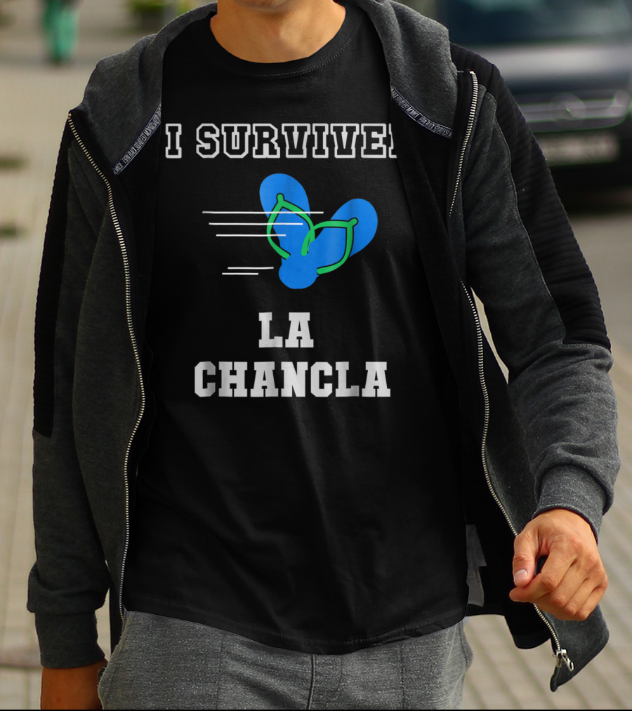 I Survived La Chancla Funny Mexican Popular Humor Flip Flop T-Shirt