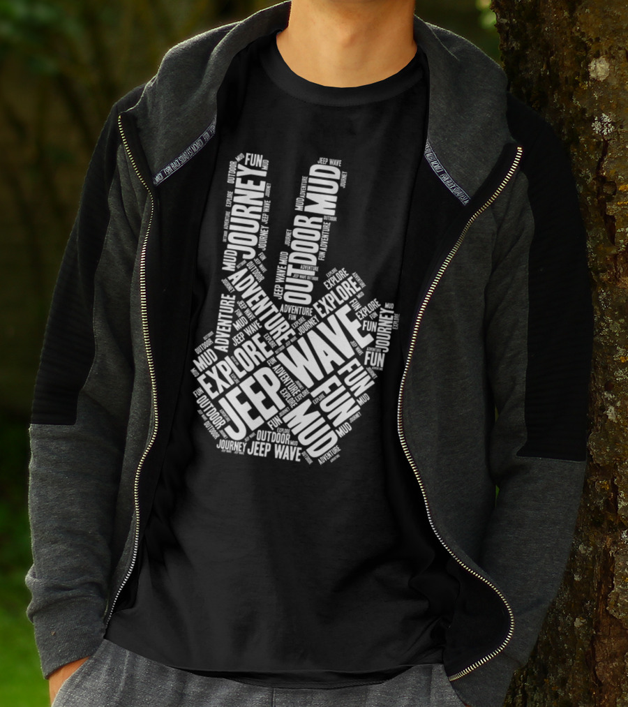 Jeep Wave Adventure Explore Outdoor Journey Mud Fun Peace Sign T-Shirt