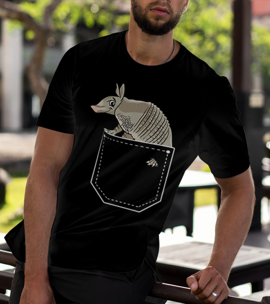 Armadillo In Pocket Cute Armadillo Emoji T-Shirt