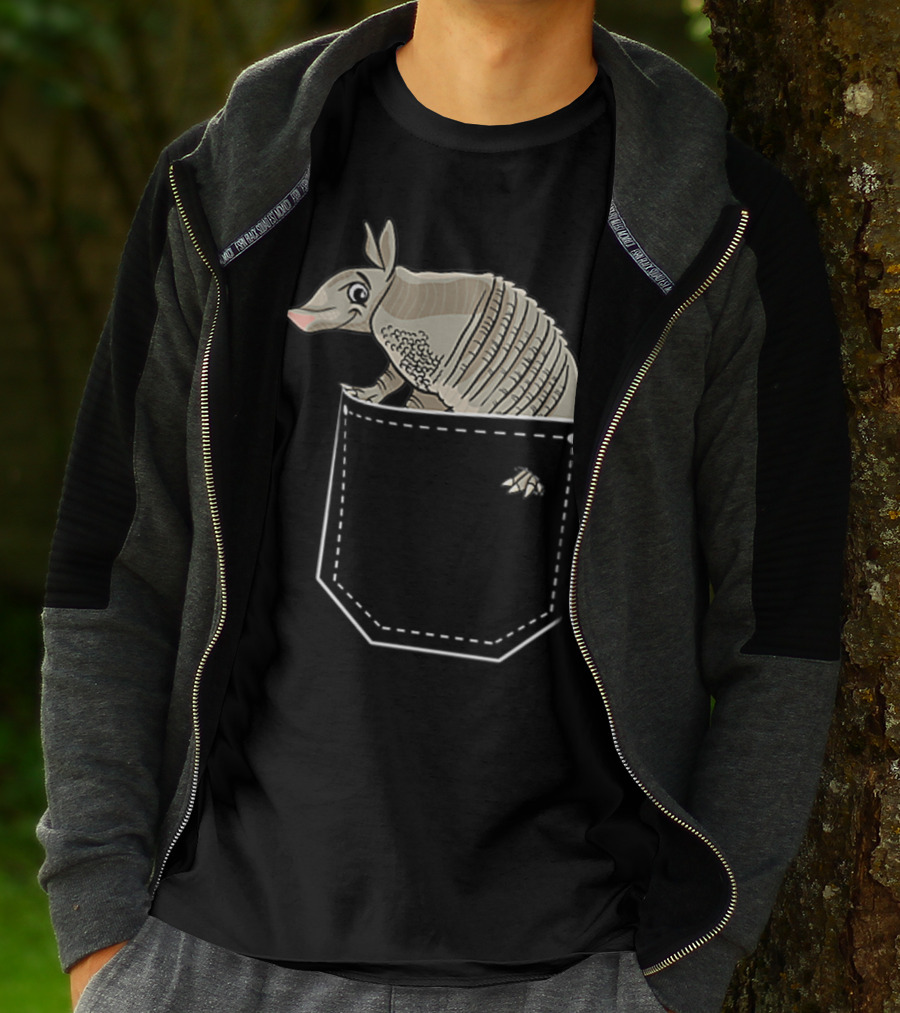Armadillo In Pocket Cute Armadillo Emoji T-Shirt
