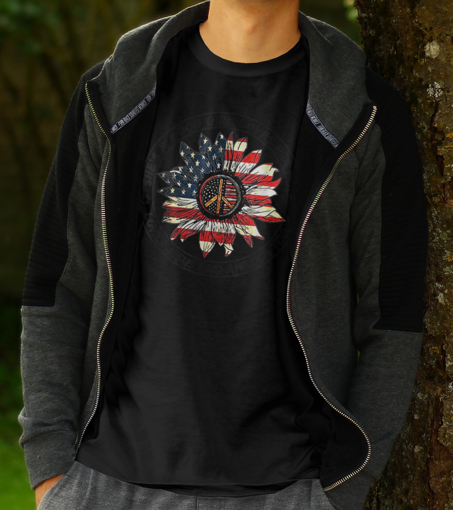 She's A Good Girl Loves Her Mama Loves Jesus And America Too Flower With Peace T-Shirt