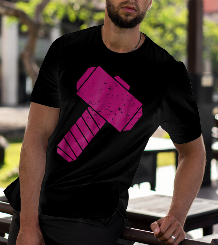 Distressed Magenta Mjolnir Thor's Hammer Odin Mythology T-Shirt