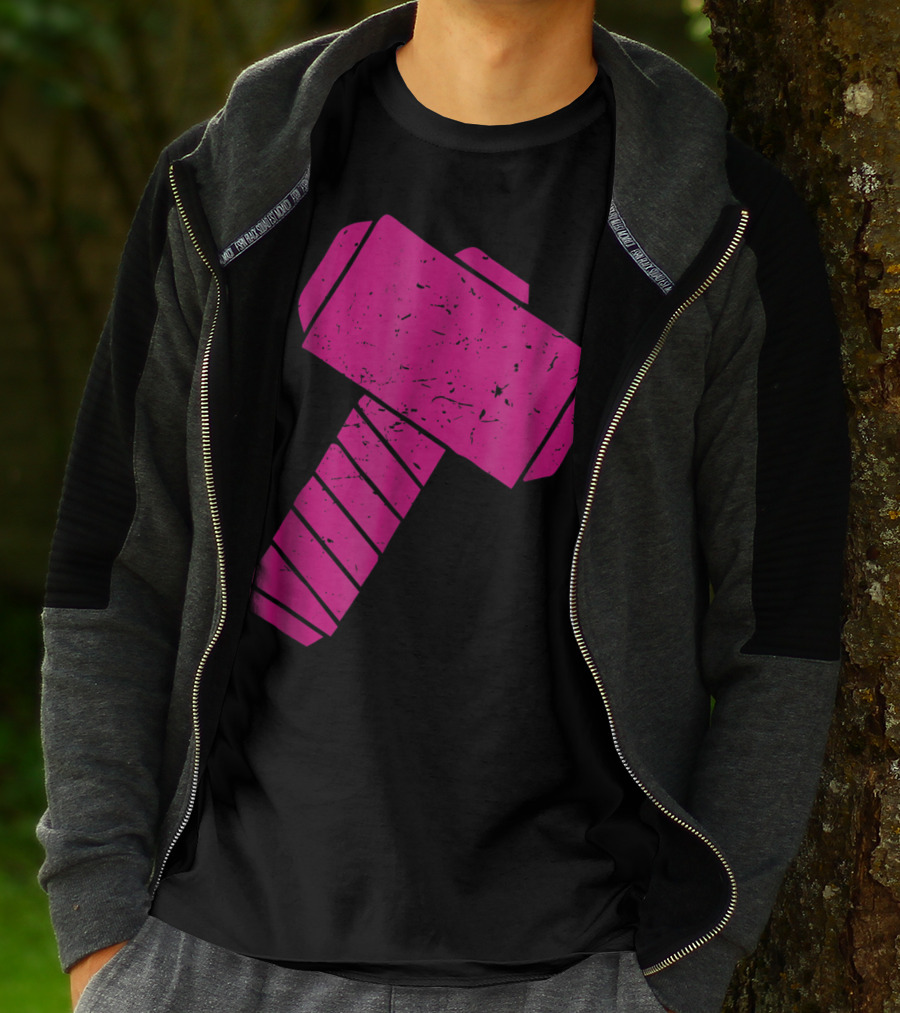 Distressed Magenta Mjolnir Thor's Hammer Odin Mythology T-Shirt