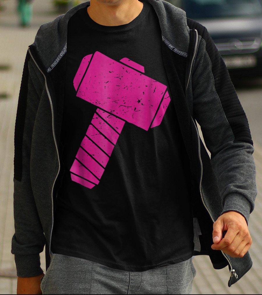 Distressed Magenta Mjolnir Thor's Hammer Odin Mythology T-Shirt