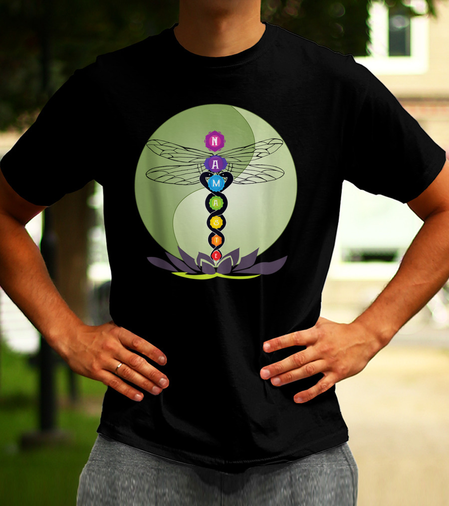 Namaste Chakra Dragonfly With Lotus And Yin Yang T-Shirt