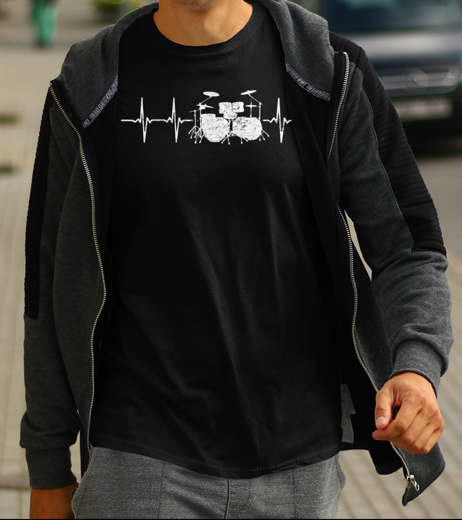 Heartbeat Drums Rock Music Lover Band T-Shirt