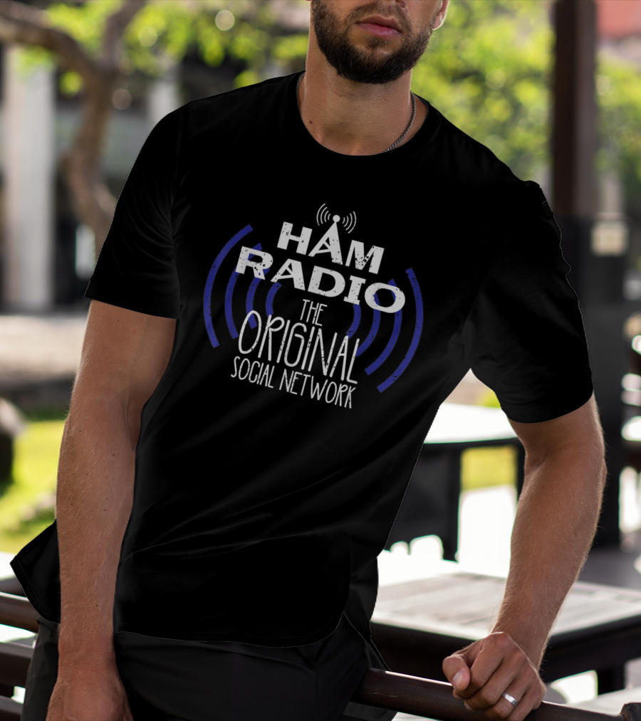 Ham Radio The Original Social Network Iconic Wireless Waves T-Shirt